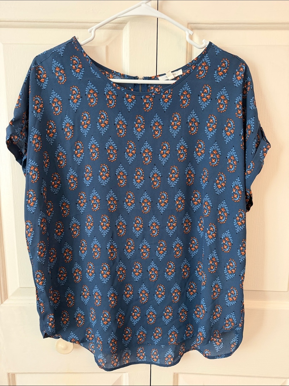 Maurice’s Womens Blue Floral Print Short Sleeve Top